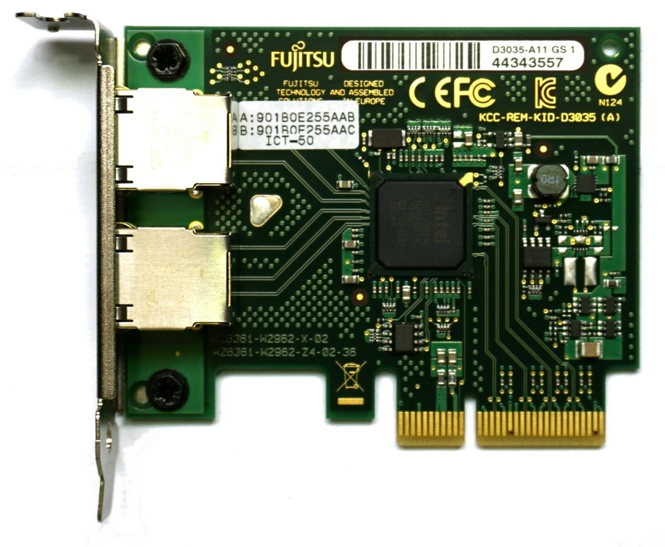Fujitsu D3035-A11 Dual-Port PCIe x4 Gigabit Ethernet Network Card Low-Profile - Image 1 of 1