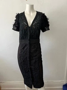 Byron Lars beauty mark Black sheath gothic chantilly lace Victorian dress Size 2 - Picture 1 of 12
