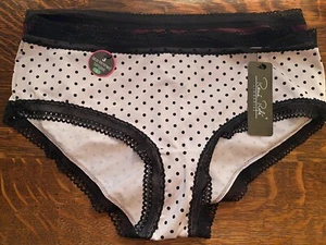 NEW Rene Rofe Panties 3 Lace Trimmed Tangas L Polka Dot, Black Lace, Burgundy - Picture 1 of 6