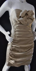 VNTG NEW GUNNE SAX/JESSICA McCLINTOCK 80's/90's Gold Strapless Bodycon Mini Med. - Picture 1 of 20