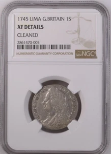 1745 Lima G. Britain 1 certificato scellino argento dettagli NGC XF-XF gatto $600 - Foto 1 di 10