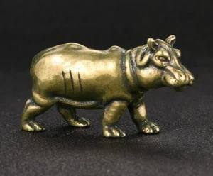 Brass Hippo Animal Figurine Small Statue Table Office Home Decoration Gifts - Picture 1 of 6