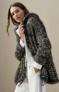 $6995 BRUNELLO CUCINELLI SEQUINED HOODED HEAVY KNIT CARDIGAN SIZE M - Picture 1 of 12