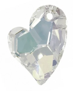1 SWAROVSKI CRYSTAL GLASS DEVOTED HEART PENDANT 6261, CRYSTAL AB, 27 MM - Picture 1 of 1