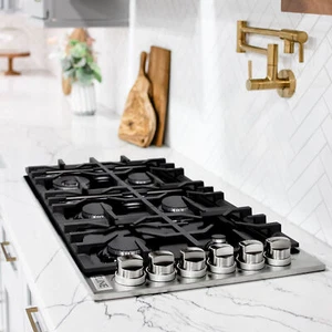 ZLINE 36" Dropin BLACK Porcelain Cooktop with 6 Gas Burners KITCHEN RC36-PBT - Picture 1 of 10