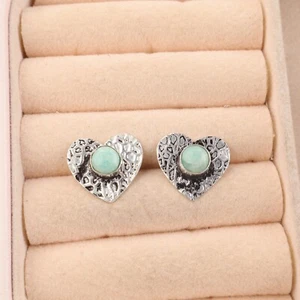 Pendientes colgantes de plata esterlina corte redondo piedra amazonita aniversario joyería - Imagen 1 de 6