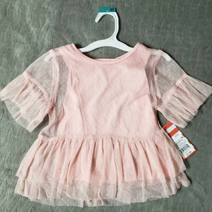 NWT Cat&Jack 2-4T for Girls Short Sleeve with Ruffles Blouse Top Shirt Pink - Picture 1 of 12