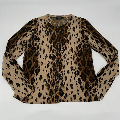 Cárdigan Lord & Taylor Extra Fino Lana Merino Estampado Animal Para Mujer Talla MP DEFECTUOSO Foto 1 de 4