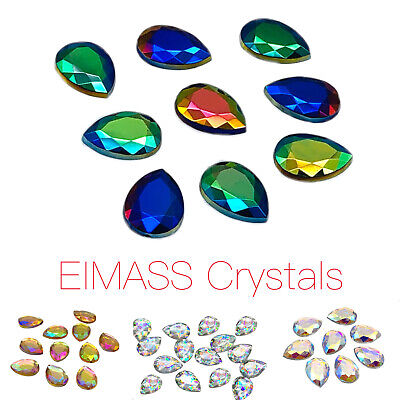 50 X Eimass ® Acrílico Piso Trasero En Forma De Lágrima Cristales, Pera Forma De Diamantes De Imitación, Gemas • 5.65€
