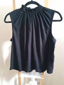 BNWT SIZE S WHISTLES BLACK RUCHED NECK SLEEVELESS TOP