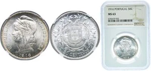 Portugal 1916 50 Centavos Silver 835 NGC MS 63 - Picture 1 of 1