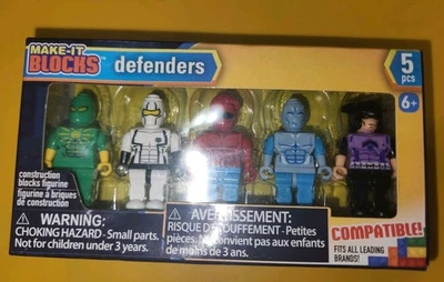 Make-It Blocks Defenders Super Hero Figures 5 Pc Set (Brand Compatible) NEW 2020 - Image 1 of 3