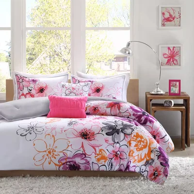 Ashley 5-Piece Pink Microfiber King/Cal King Floral Cottage Comforter Set - Image 1 of 4