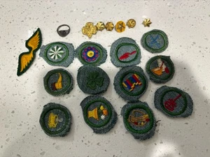 Vintage Girl Scout Sterling Silver Ring Stamped , Patches, And Pins - Picture 1 of 21
