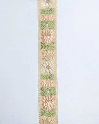 Vintage Embroidered Jacuard  Ribbon 1" wide 3yd. lot - Image 1 of 2