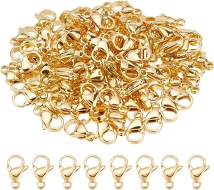 100 Stck. Vergoldete Karabinerverschlüsse 304 Edelstahl Schmuck Teile 11x7 - Bild 1 von 12
