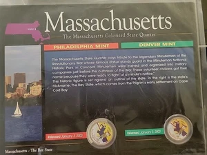 Massachusetts 50 States Colorized Quarter - Picture 1 of 2