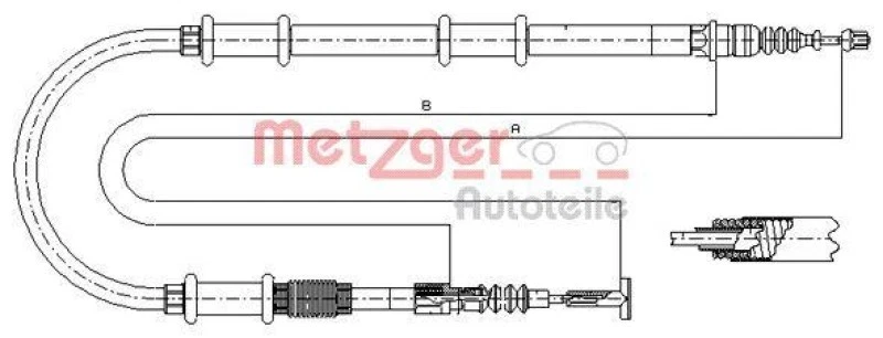 METZGER Handbremsseil Bremsseil Seilzug Feststellbremse Hinten rechts 491.21 - Bild 1 von 1