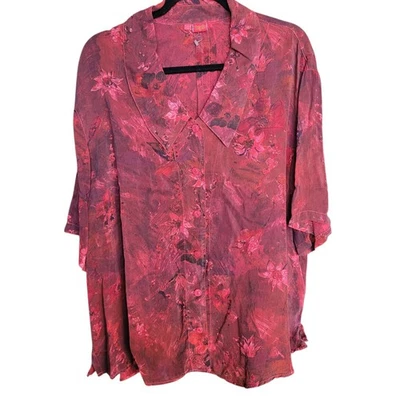 Топ Tianello женщин 1 X XL туника кнопка красный искусства носить Lagenlook красный большого размера  - Изображение 1 из 4