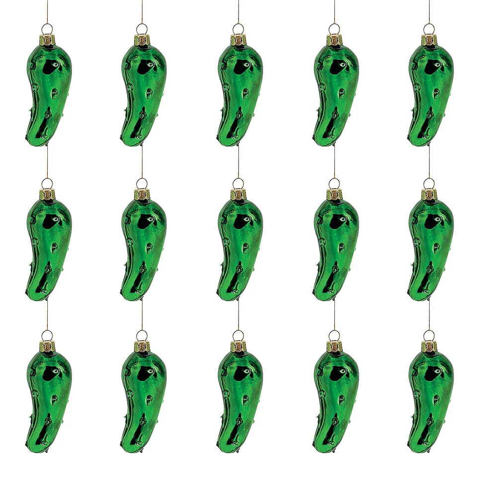 Adornos de Navidad de vidrio Legend of the Pickle con tarjeta - 48 Pc. Foto 1 de 2