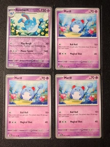 Azumarill 065/162 holo inverso y 3x Marill 064/162 tarjeta fuerzas temporales casi nuevo - Imagen 1 de 1