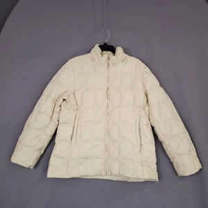 Gap Women's Quilted Puffer Jacket Full Zip Mock Neck Long Sleeve  Ivory Size L - Picture 1 of 8