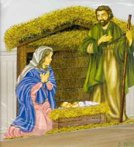 NATIVITY Scene Setter Christmas holiday party wall decor BACKDROP 5' Manger holy - Picture 1 of 2