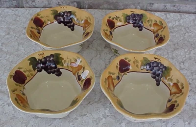 Vintage Home Interiors Sonoma Villa Soup Bowls (4) Salad Cereal Fruit Motif - Изображение 1 из 4