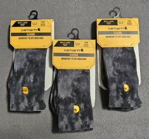 3 -Carhartt Men's LRG Tie-Dye Crew Socks Midweight SZ 9-11.5 Shoe Gray Black NWT - Picture 1 of 9