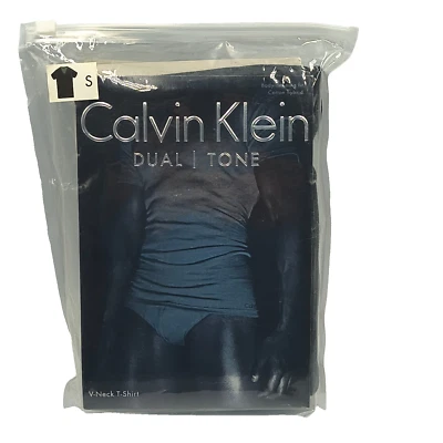 Calvin Klein U3075 Dual Tone Men's Small (36) Black V-Neck T-Shirt - Image 1 of 3