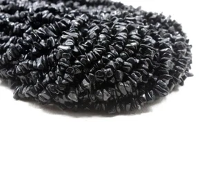 Best Quality 16"Long Natural Black Tourmaline Gemstone Uncut Chips 4-5 MM Beads - Picture 1 of 5