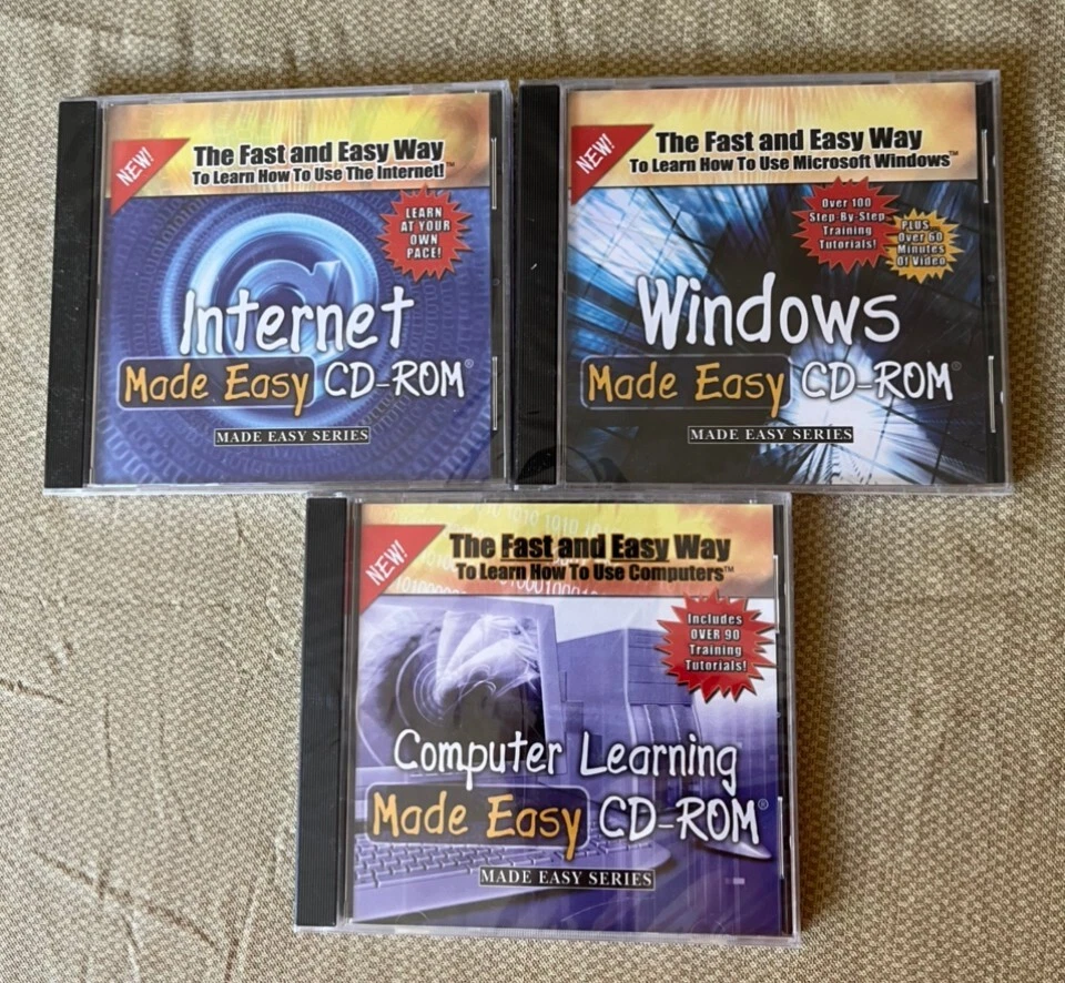 CD-ROM: COMPUTER LEARNING Made Easy, WINDOW Made Easy, INTERNET Made Easy  3 CD  - Image 1 of 2