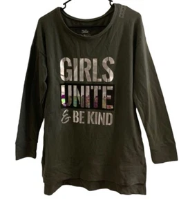 Justice Girls Sweatshirt Green Fleece Pullover Colorful Graphic Size 18 Plus - Picture 1 of 11