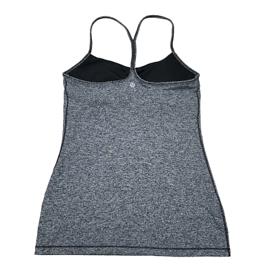 Camiseta sin mangas Lululemon Power Y para mujer talla 8 gris jaspeado sujetador incorporado Foto 1 de 4