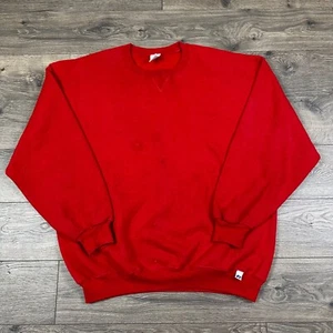 Vintage Russell Athletic Sweatshirt Adult XL Red Blank Crewneck Pullover - Picture 1 of 5