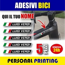 5 adesivi NOME COGNOME personalizzato BICICLETTA BIKE BICI CORSA MTB FLAG ITALIA