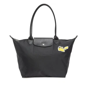 NWT LONGCHAMP Le Pliage Pikachu Pokemon Large Nylon Shoulder Tote BLACK AUTHENTC - Picture 1 of 18