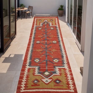 Vintage Kilim Rug aztec kilim Runner Wool Jute Rug Halloween Stair kilim rug - Picture 1 of 5