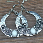 Vintage Bohemian Blue Moonstone Hook Dangle Earrings For Women Holiday Jewelry
