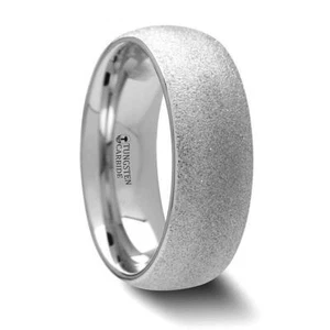 QUARTZ Domed Tungsten Carbide Ring Sandblasted Crystalline Finish - 2mm - 8mm - Picture 1 of 7
