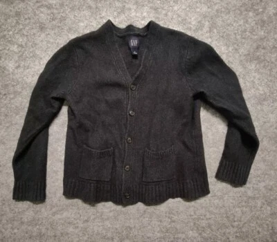  Cárdigan suéter gris mezcla de lana para hombre botones bolsillos delanteros mediano cuello en V GAP Foto 1 de 4