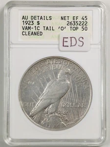 1923 Tail "O" $1 Peace Silver Dollar AU Detail ANACS VAM-1C TOP-50 "Soapbox" - Picture 1 of 5