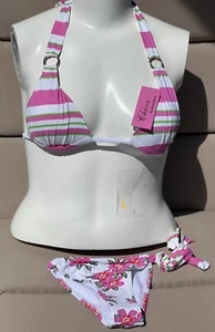 Choice By Bluewave Pink And White  Bikini  swim suit 2 pieces size M - Picture 1 of 11