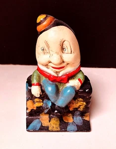ANTIQUE 1920's HAND PAINTED CAST IRON "Humpty Dumpty" PIGGY BANK 5.5" TALL - Picture 1 of 4
