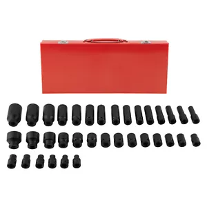 Juego de enchufes de impacto profundo 35x 6 puntos 1/2" herramienta métrica de garaje 8-32 mm 9 mm 10 mm - Imagen 1 de 12