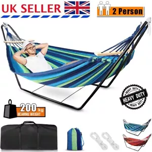 More details for double hammock patio outdoor camping portable swing with stand &amp; carrying bag uk