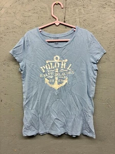 Polo Ralph Lauren Anchor Graphic Tee Girls Size L (12–14) Blue Short Sleeve - Picture 1 of 7