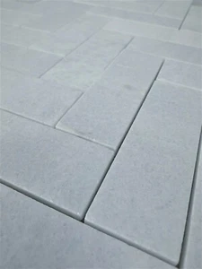 1x Full Sheet Sample : Honed Blue Celeste Marble 48x148mm Herringbone Mosaic - Picture 1 of 2