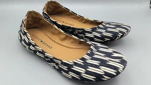 Lucky Brand Emmie Ballet Flats Women's Blue Denim Linen Shibori Size 7.5 M - New - Picture 1 of 6