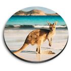 Round MDF Magnets - Australian Baby Kangaroo Beach #8812